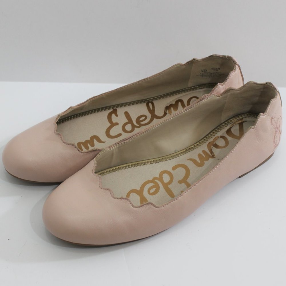 SAM EDELMAN Scalloped Edge Leather Ballet Flat